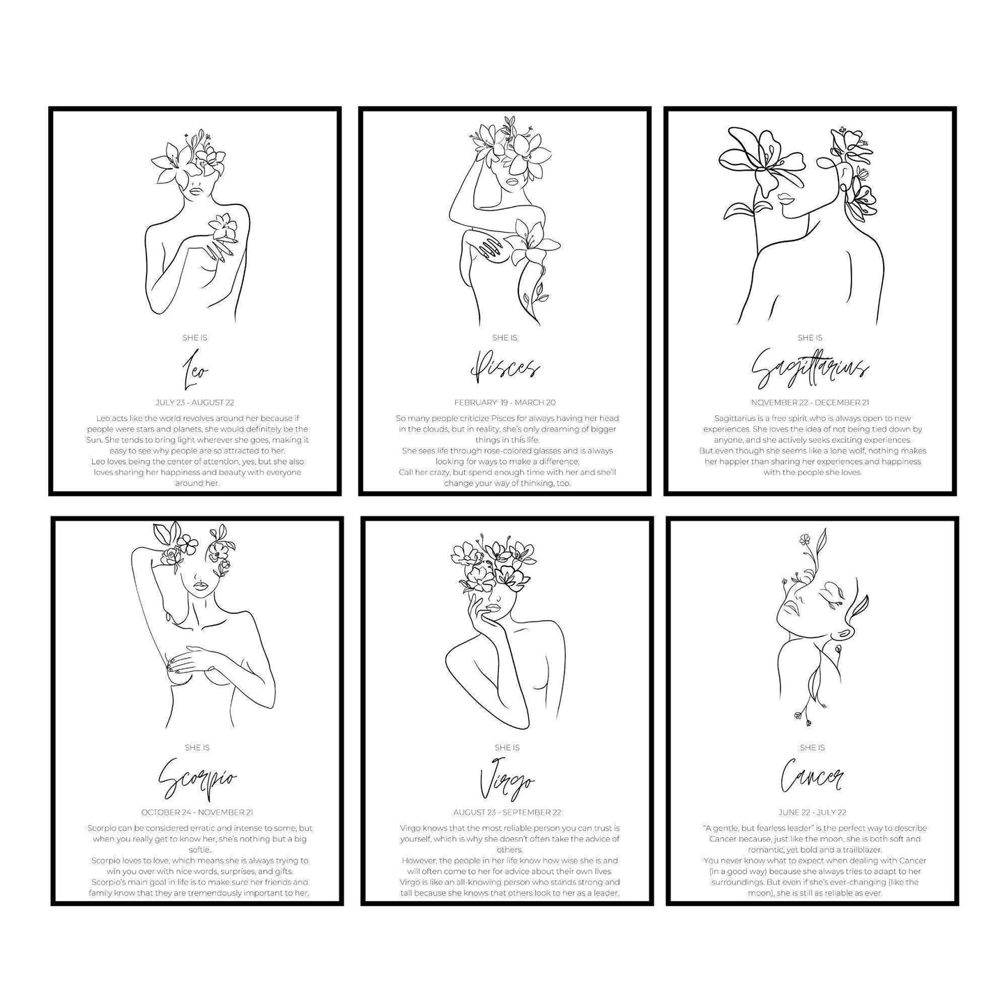 Floral Zodiac Custom Print