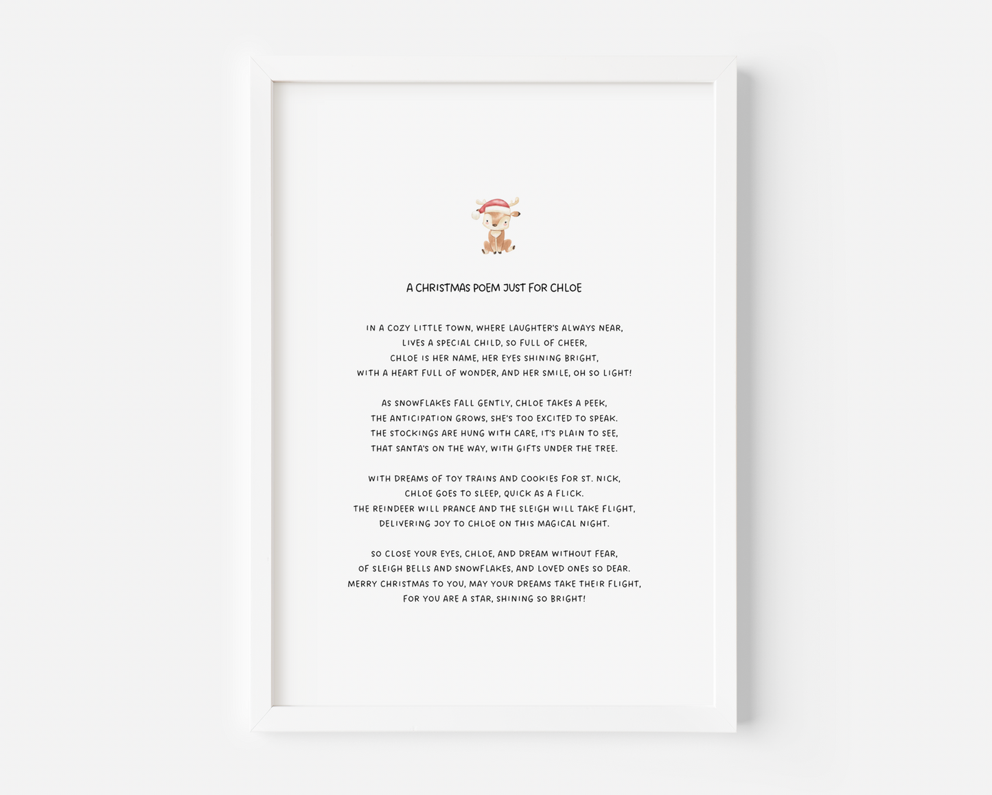 Kids Christmas Poem Personalised Print