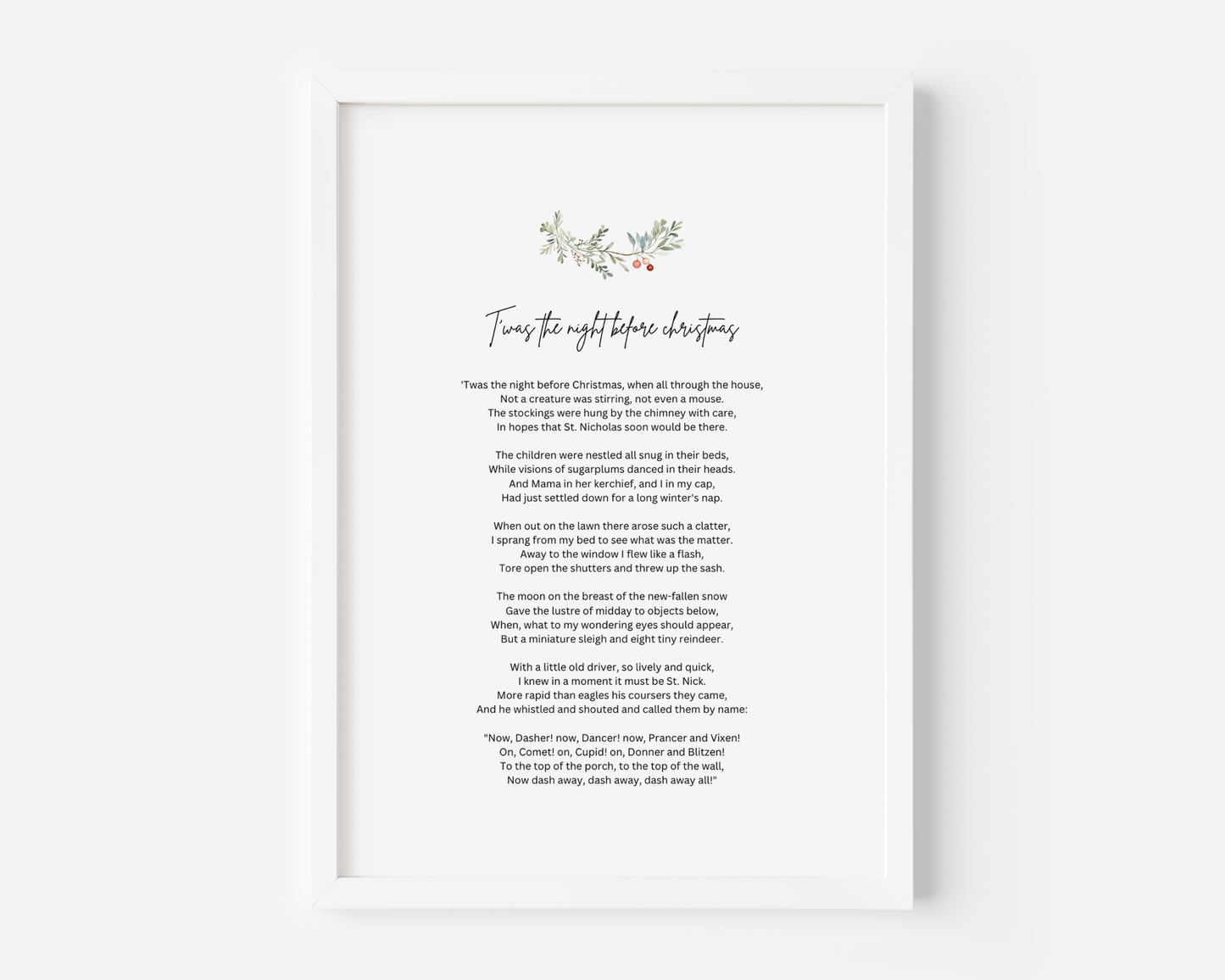 Twas the Night Before Christmas Personalised Print