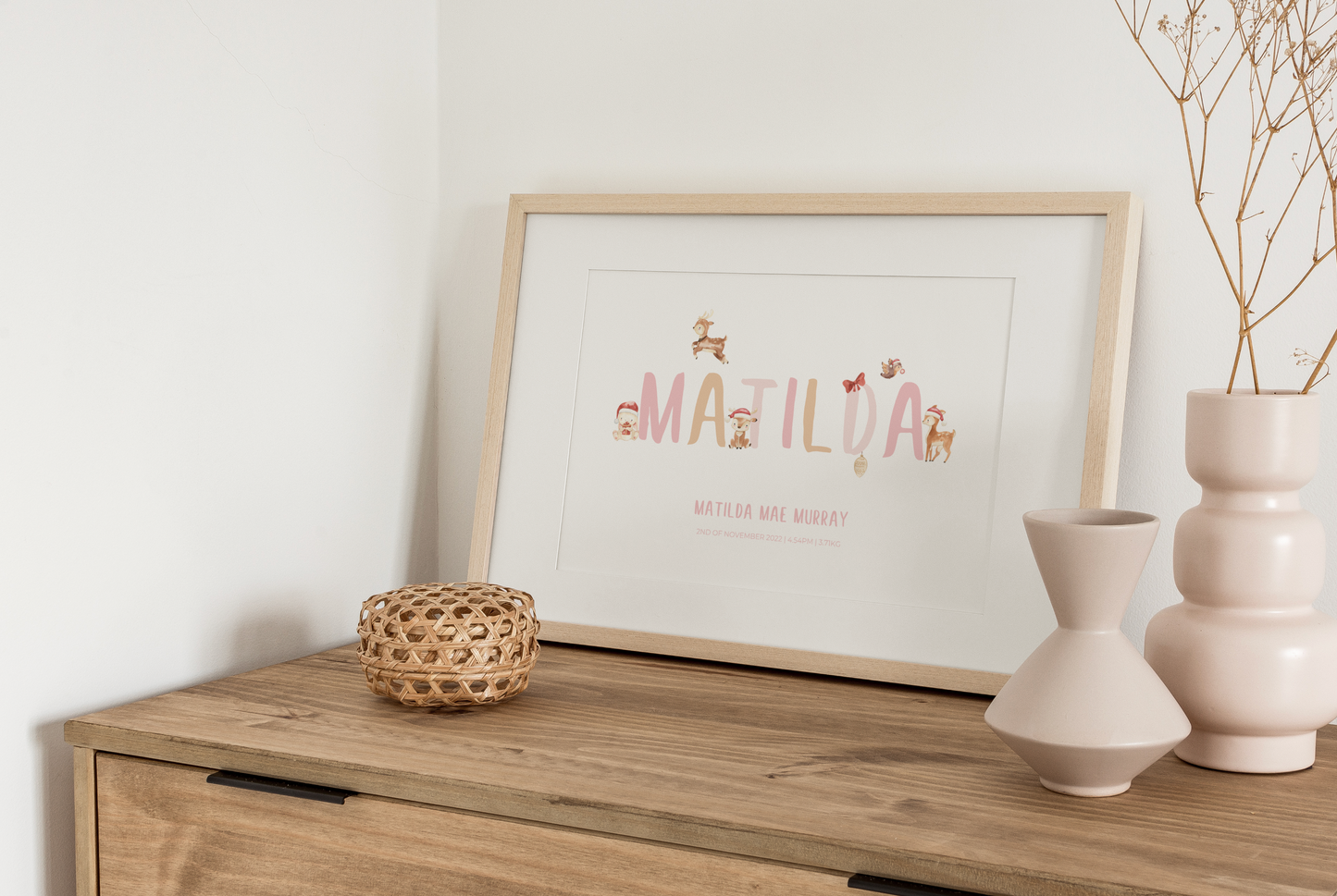 Christmas Kids Name Personalised Print