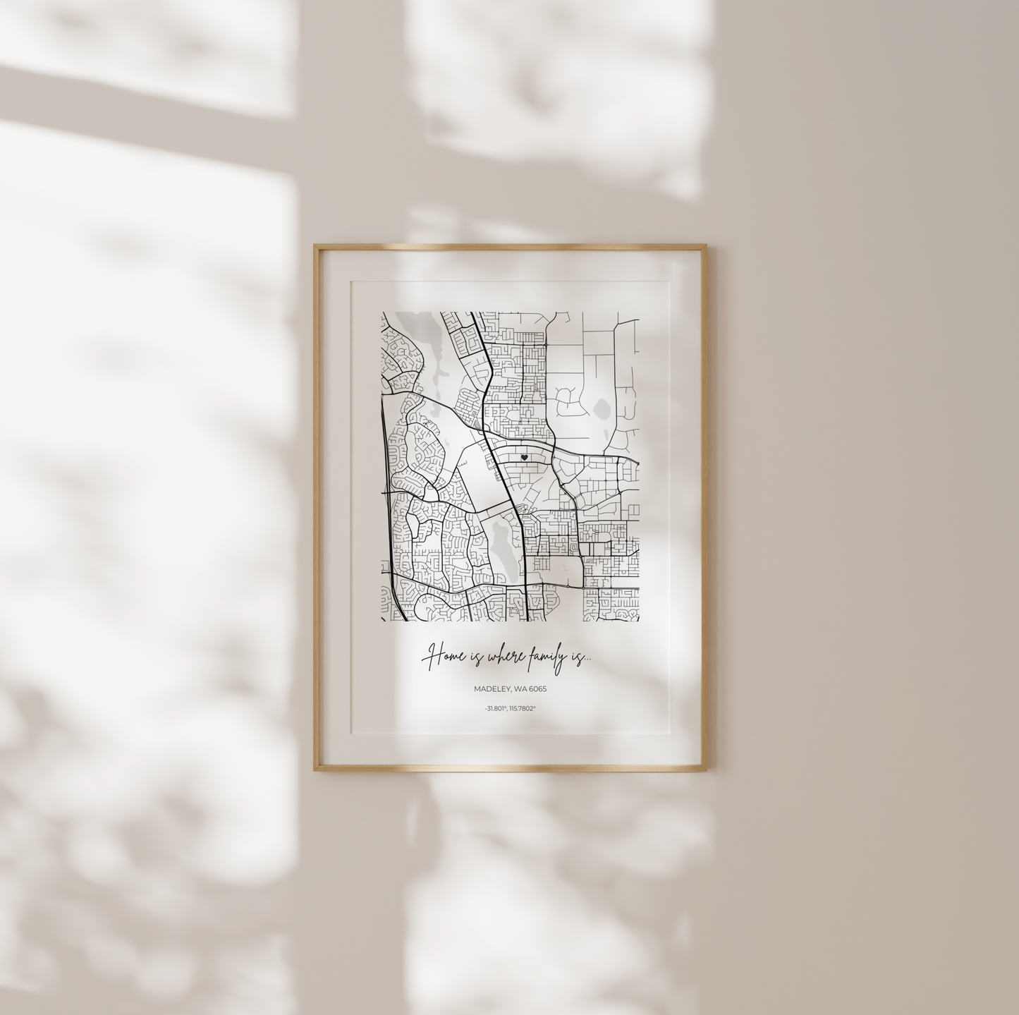 Square Location Map Personalised Print