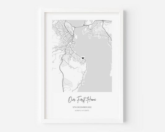Square Location Map Personalised Print