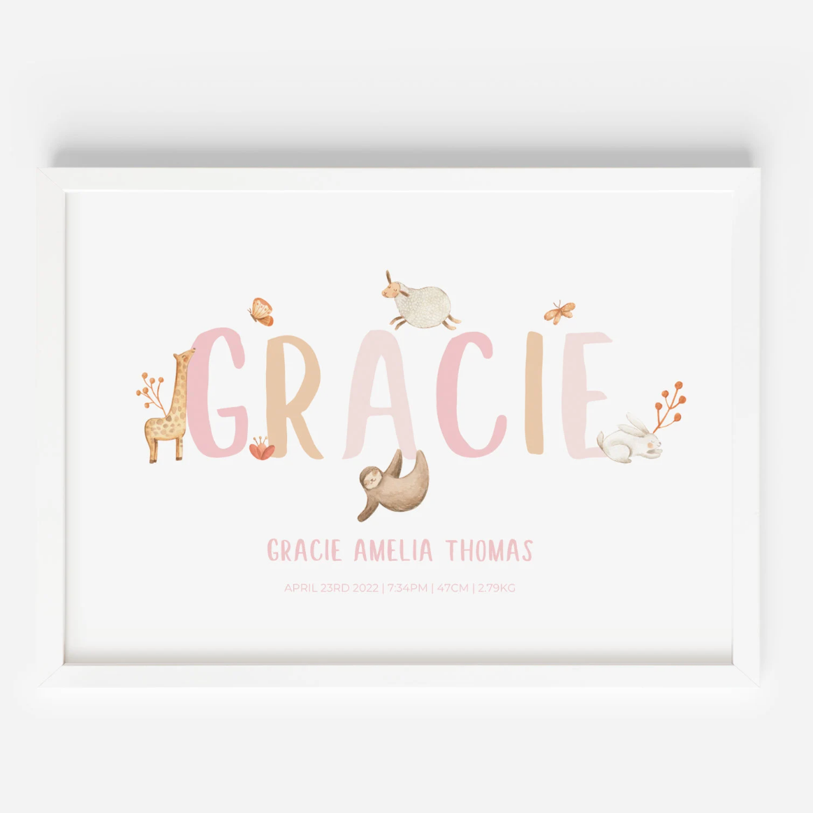 Kids Animal Name Personalised Print
