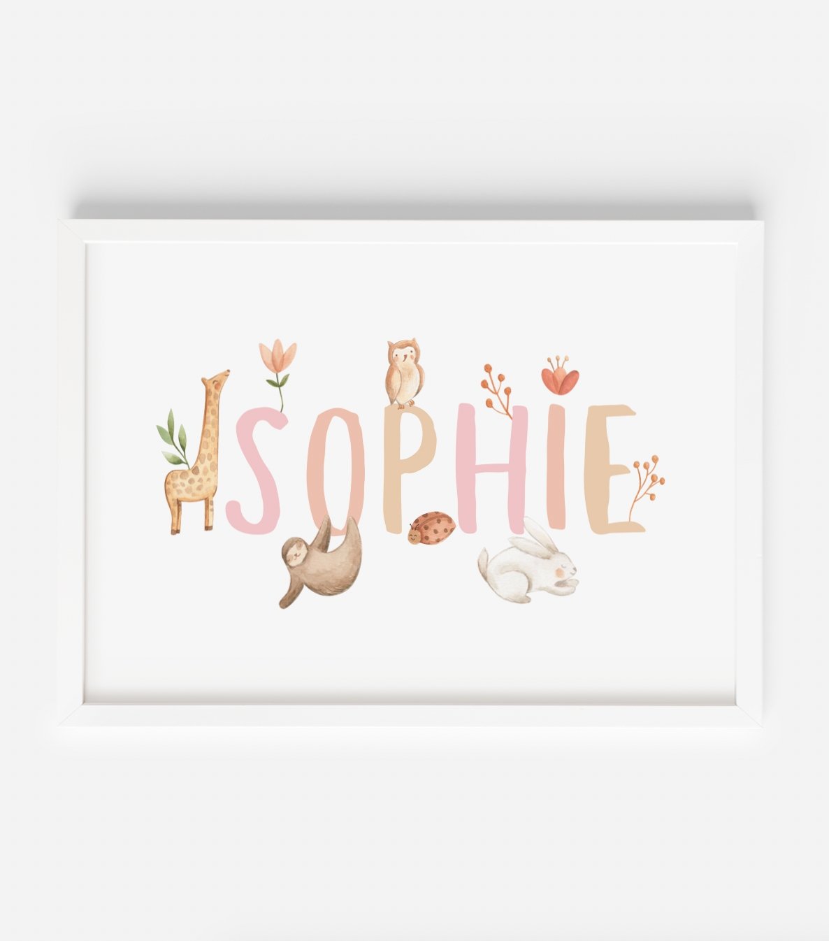 Childrens Kids Animal Name Customisable Print - Created By Zoe