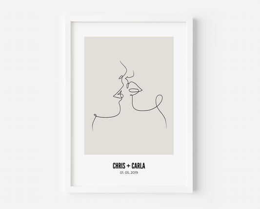 Couple Kissing Customisable Print - Square - Created By Zoe