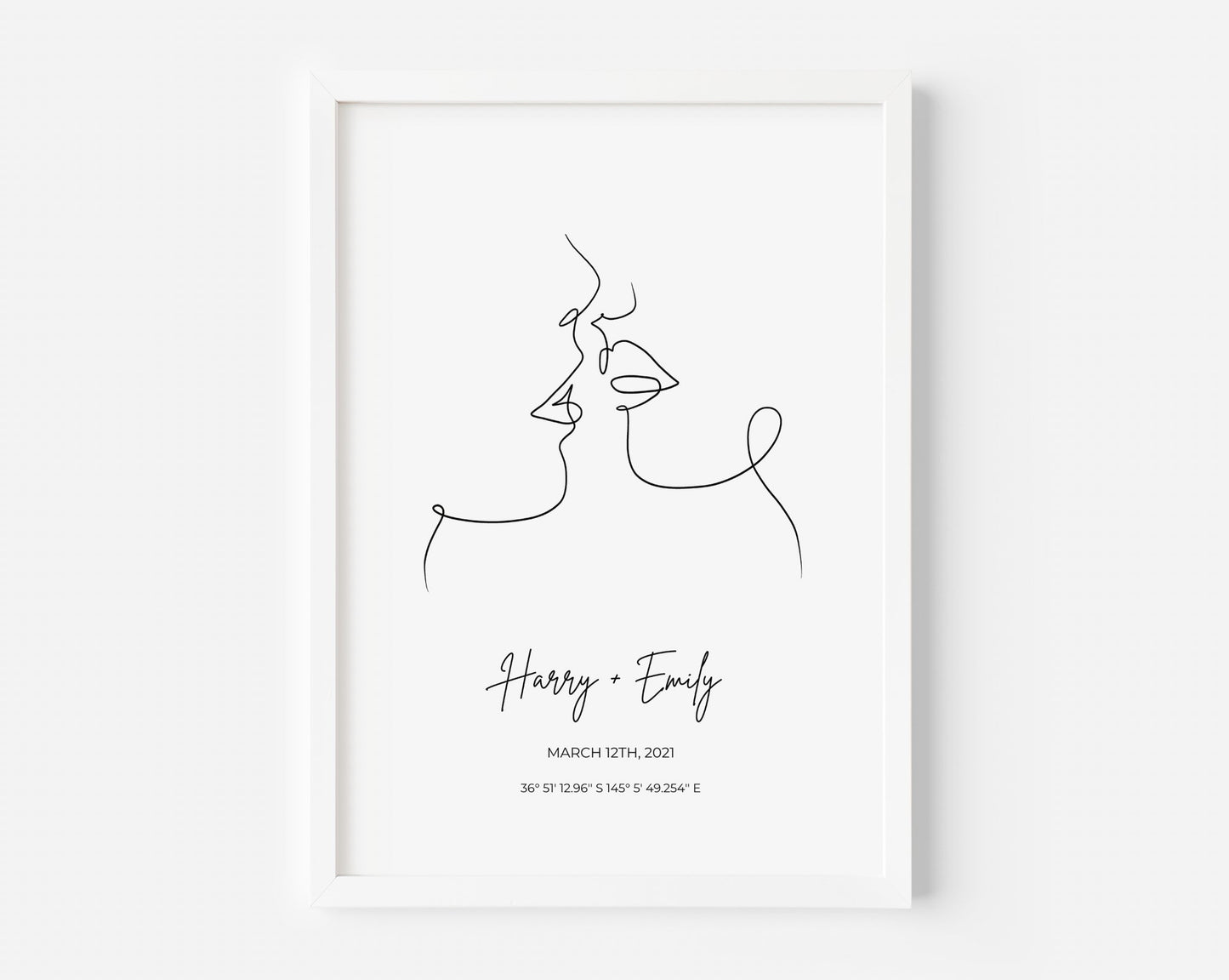 couple kissing personalised print
