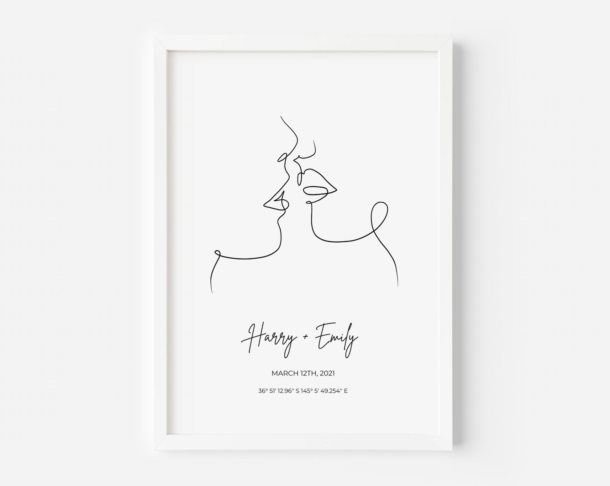 couple kissing personalised print