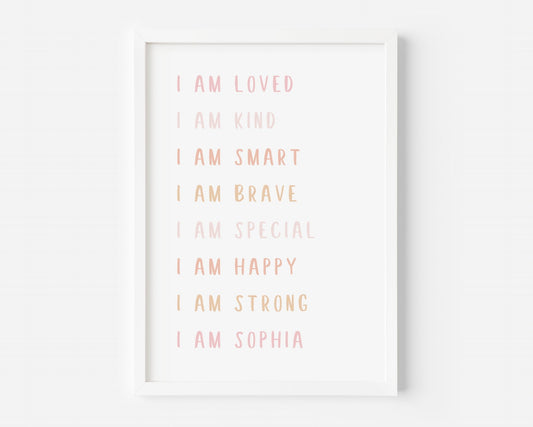 Watercolour Kids Affirmation Personalised Print - Created By Zoe