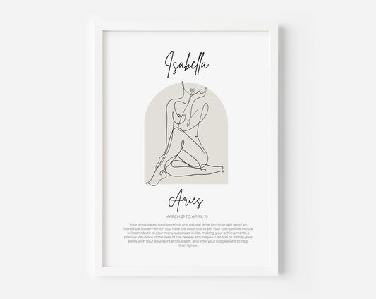 Zodiac Name Custom Print