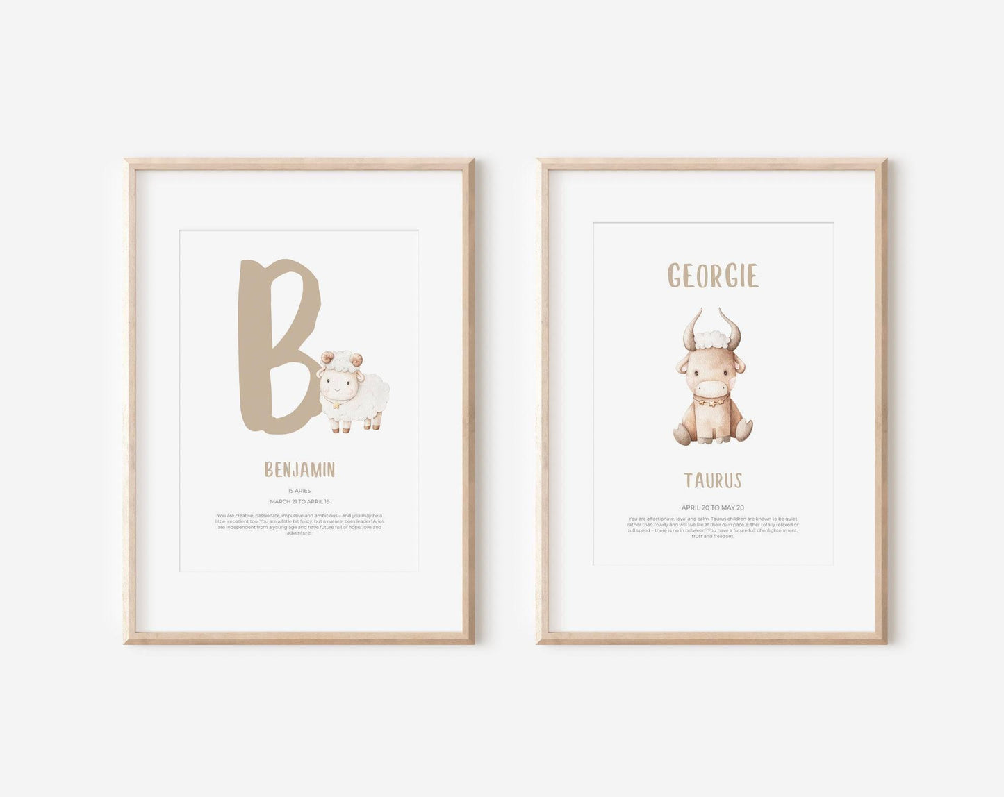 Kids Zodiac Initial Custom Print