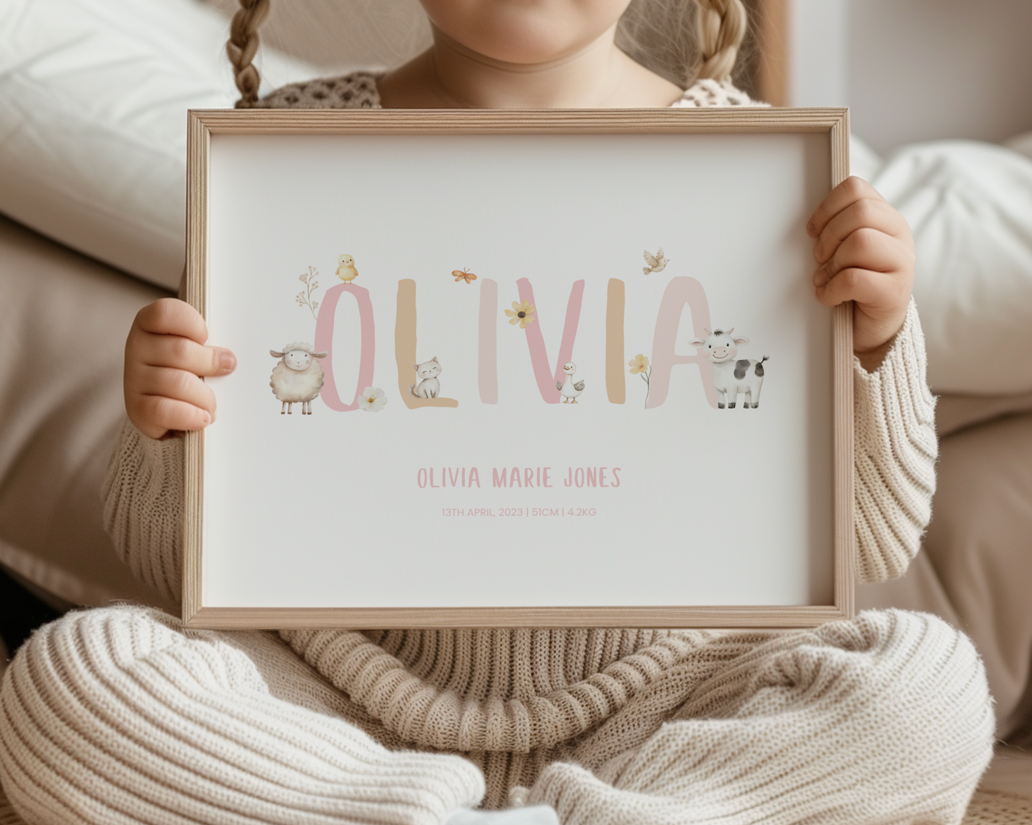 Farm Animal Personalised Kids Name Print