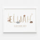 Custom Australian Animal Name Print | Personalised Kids Name Poster | Baby Birth Nursery Wall Art