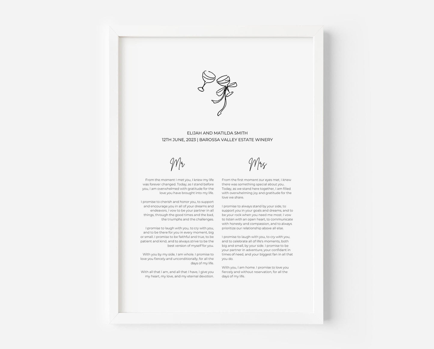 Wedding Vows - Glasses Custom Print
