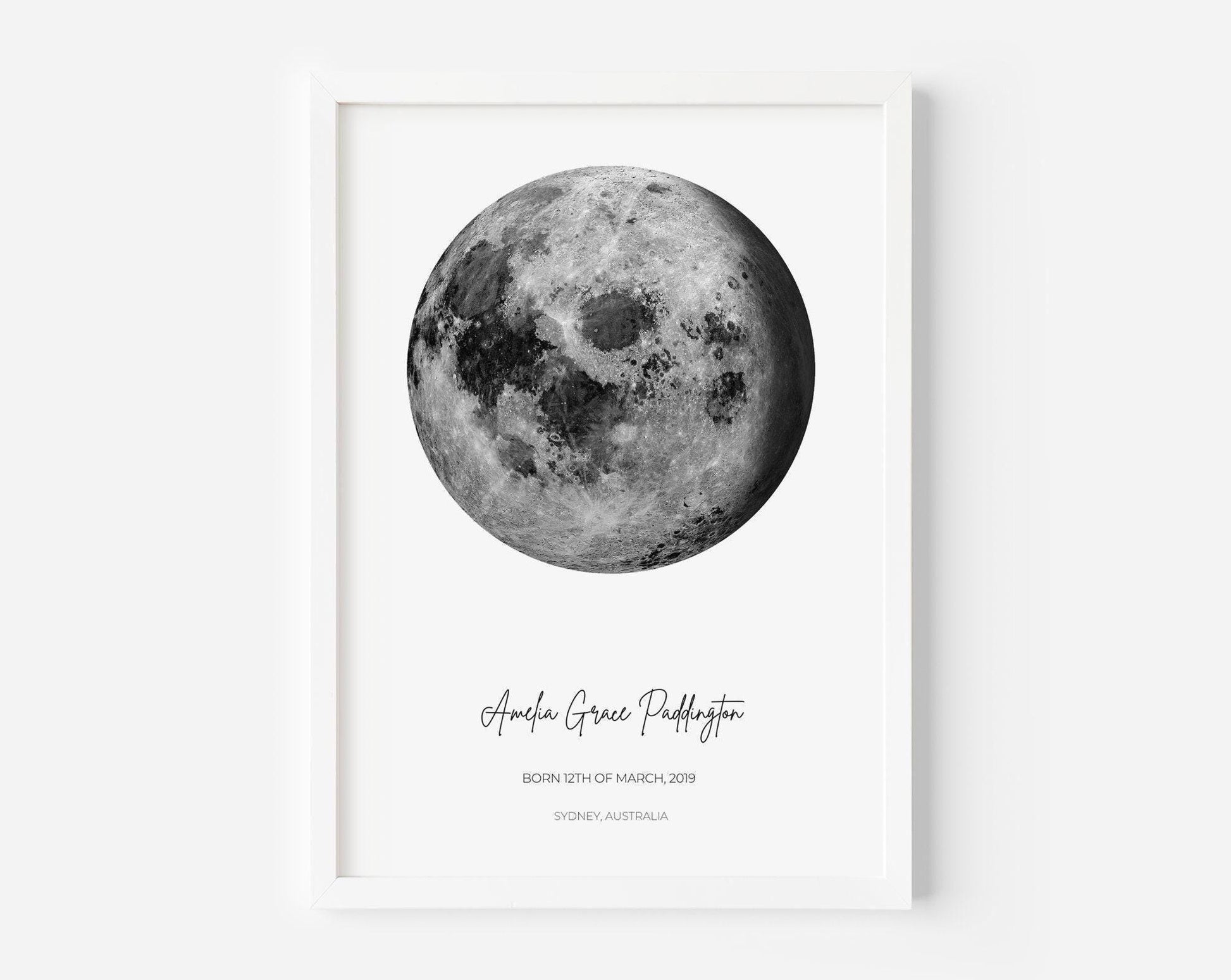Custom Moon Phase Print | Personalised Celestial Poster | Personalized Lunar Night Sky Framed Wall Art