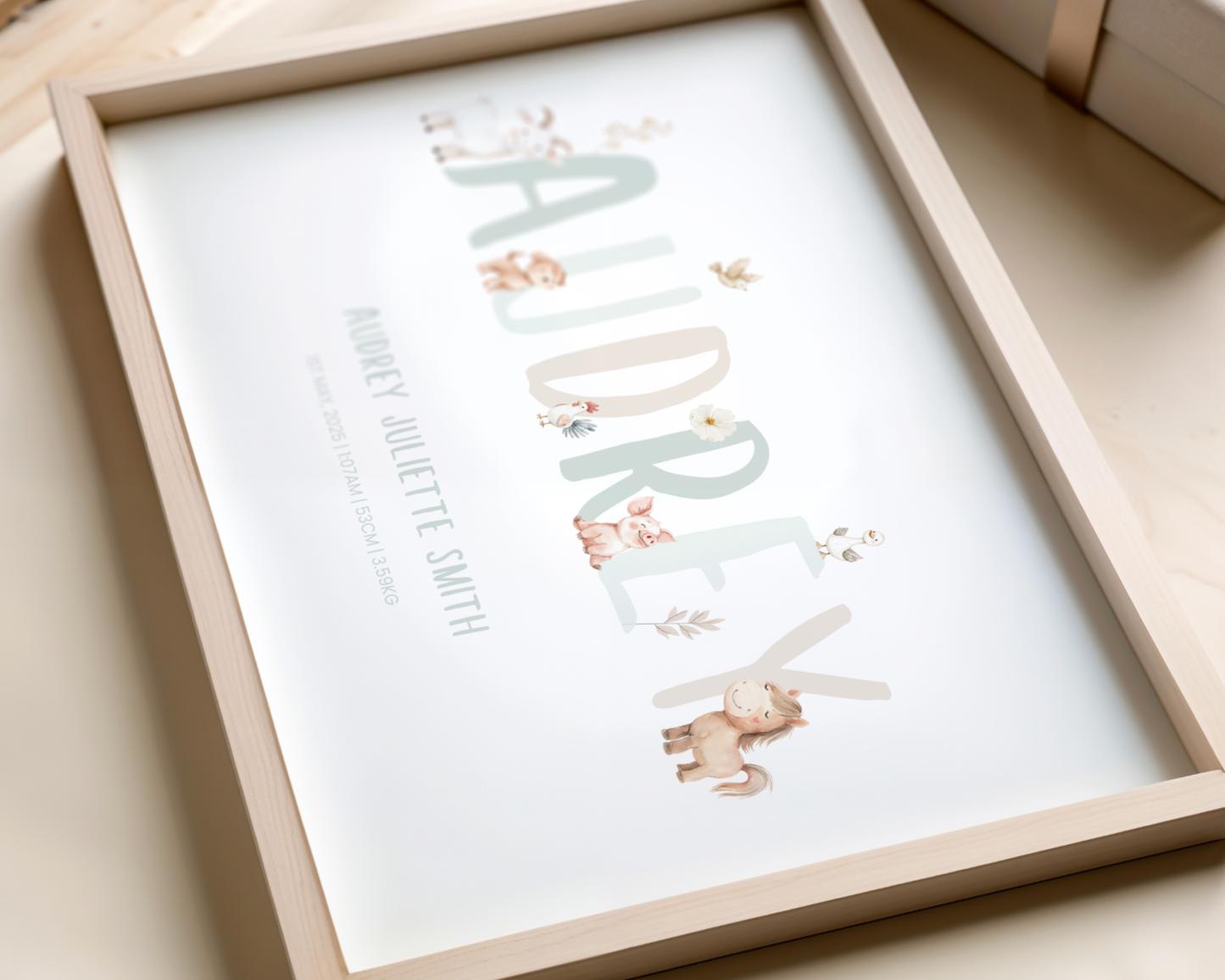 Farm Animal Personalised Kids Name Print