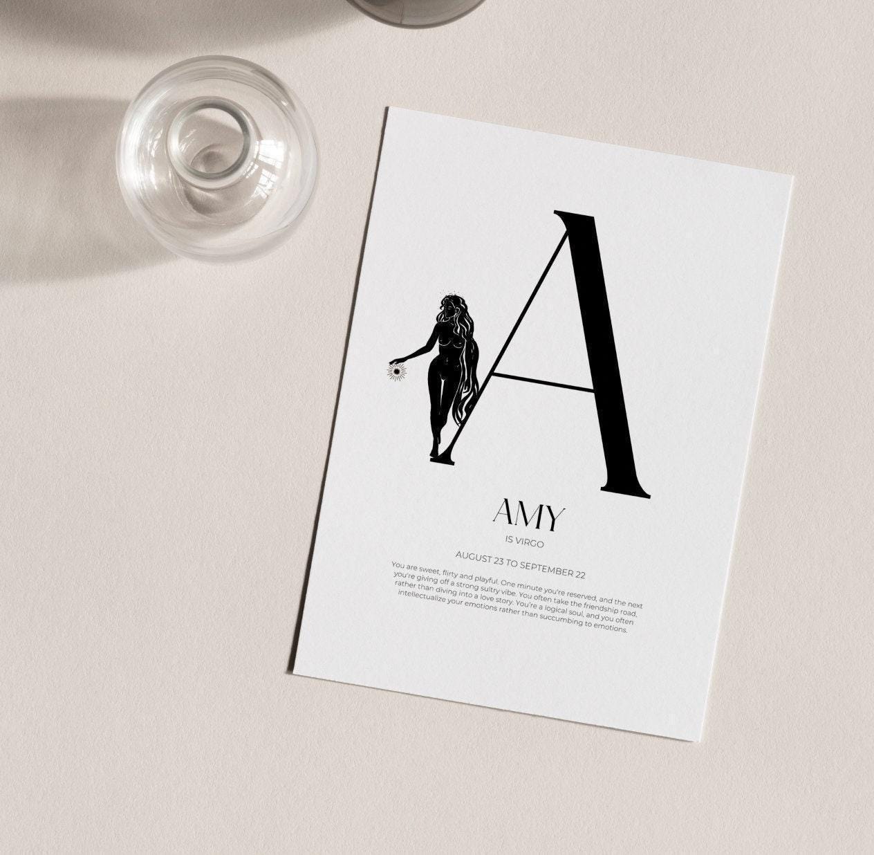 Flirty Zodiac Initial Custom Print