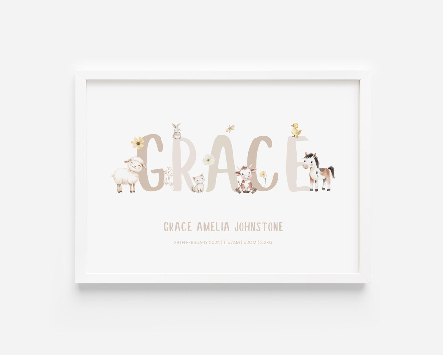 Farm Animal Name Custom Print