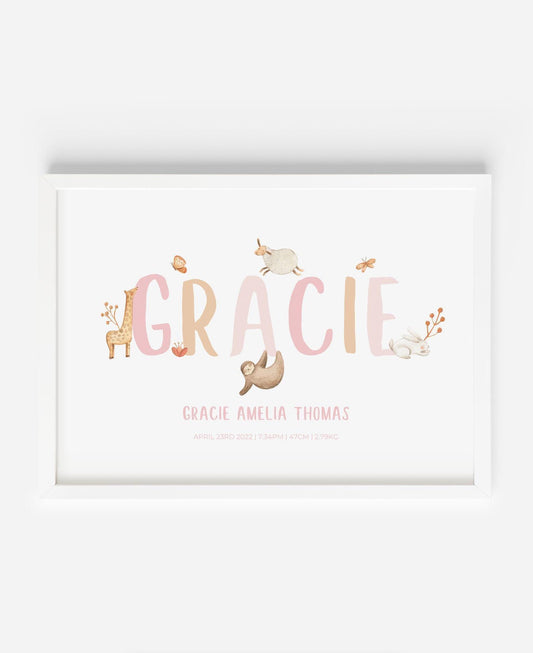 Animal Name Custom Print