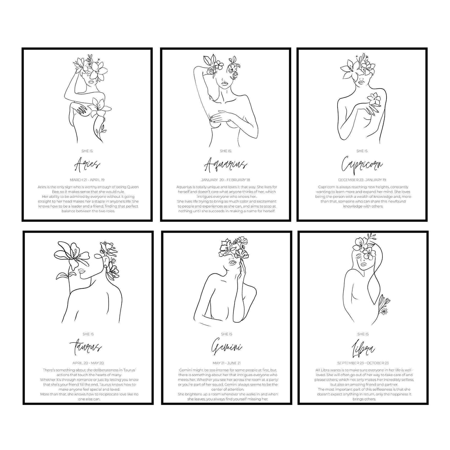 Floral Zodiac Custom Print