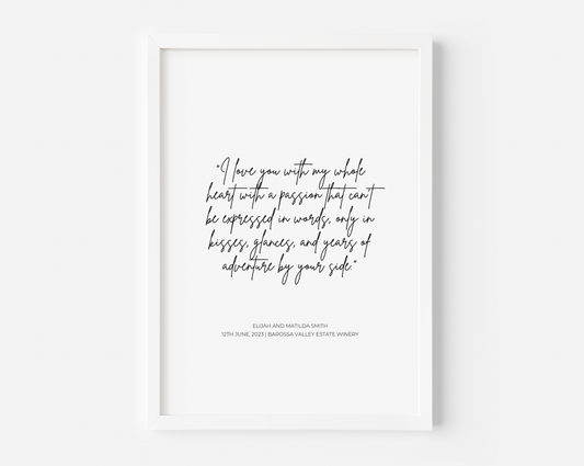 Lyrics or Quote Personalised Print