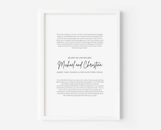 Wedding Vow Quote  Custom Print