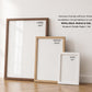 three different frame sizes available for artwork, including a large frame, a medium frame, and a small frame, all made of eco-friendly materials.