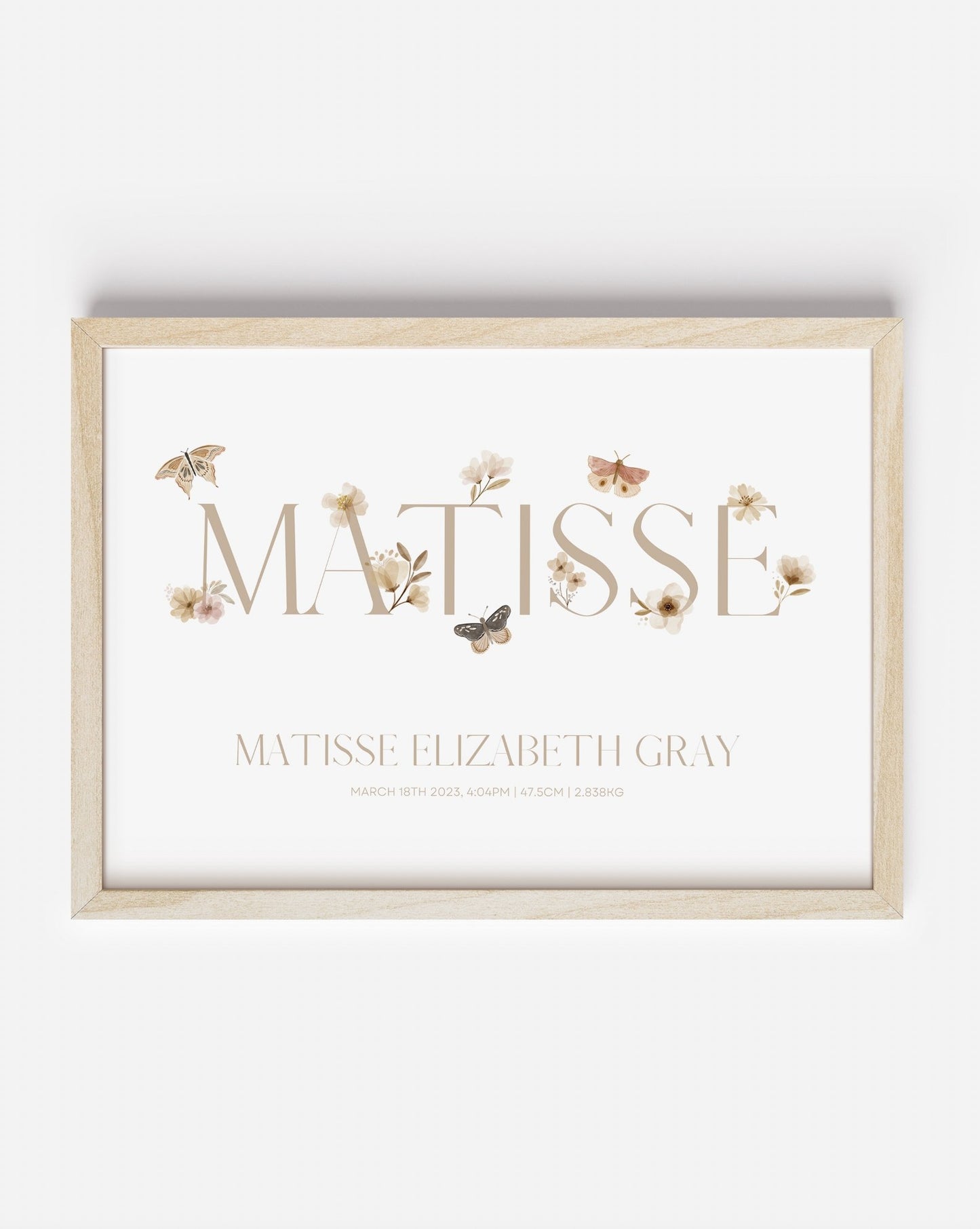 Butterfly Floral Personalised Name Print - Created By Zoe