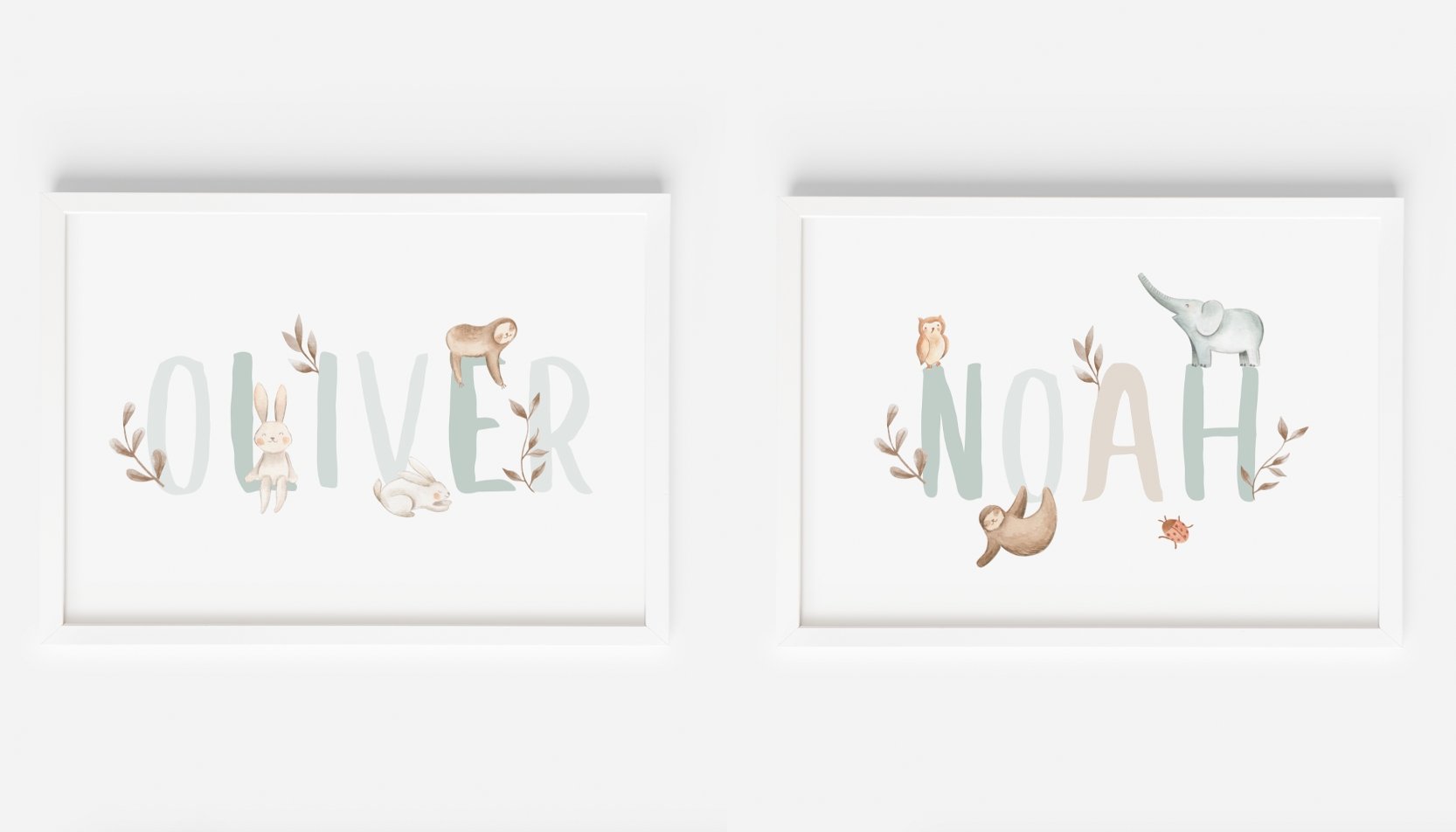 Childrens Kids Animal Name Customisable Print - Created By Zoe