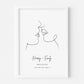couple kissing personalised print